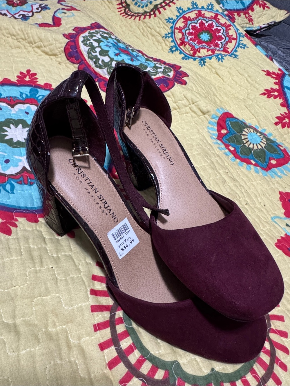 Christian Siriano Plum Suede Slingback Block Heels